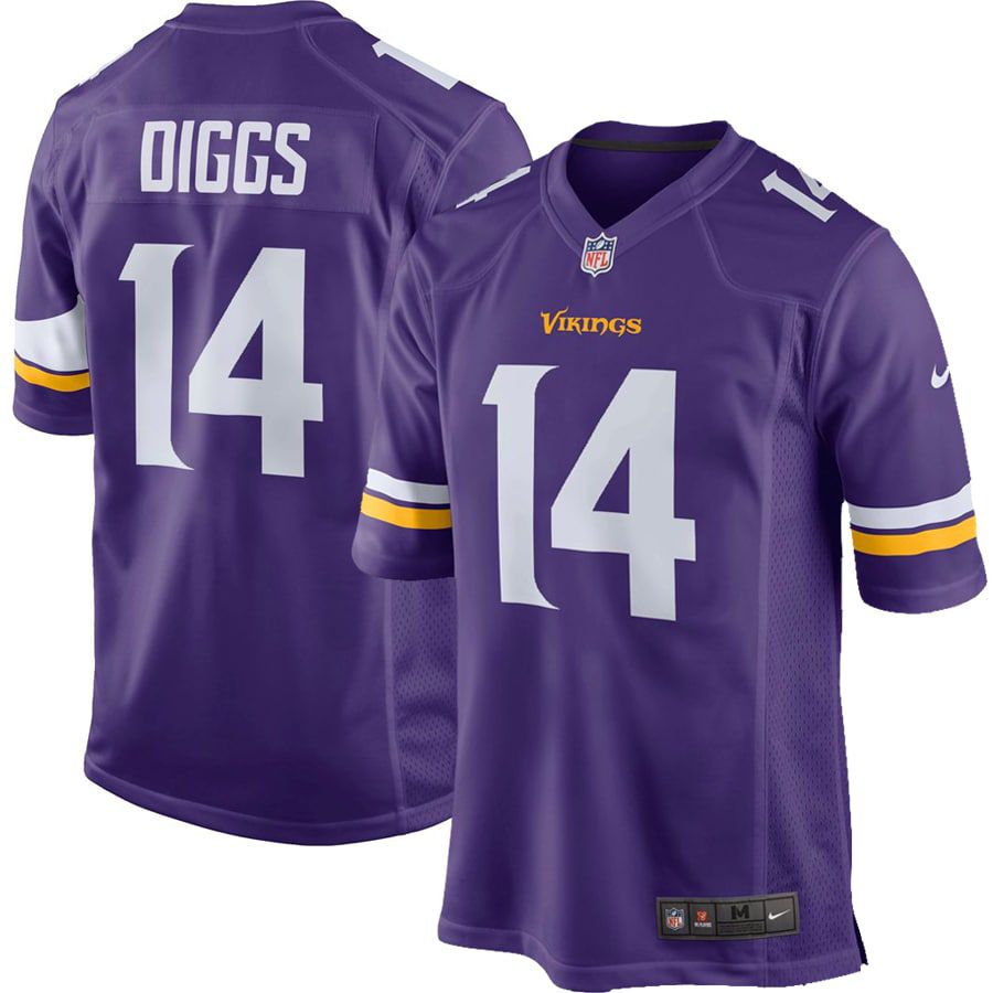 Men Minnesota Vikings 14 Stefon Diggs Nike Purple Game Retired Player NFL Jersey